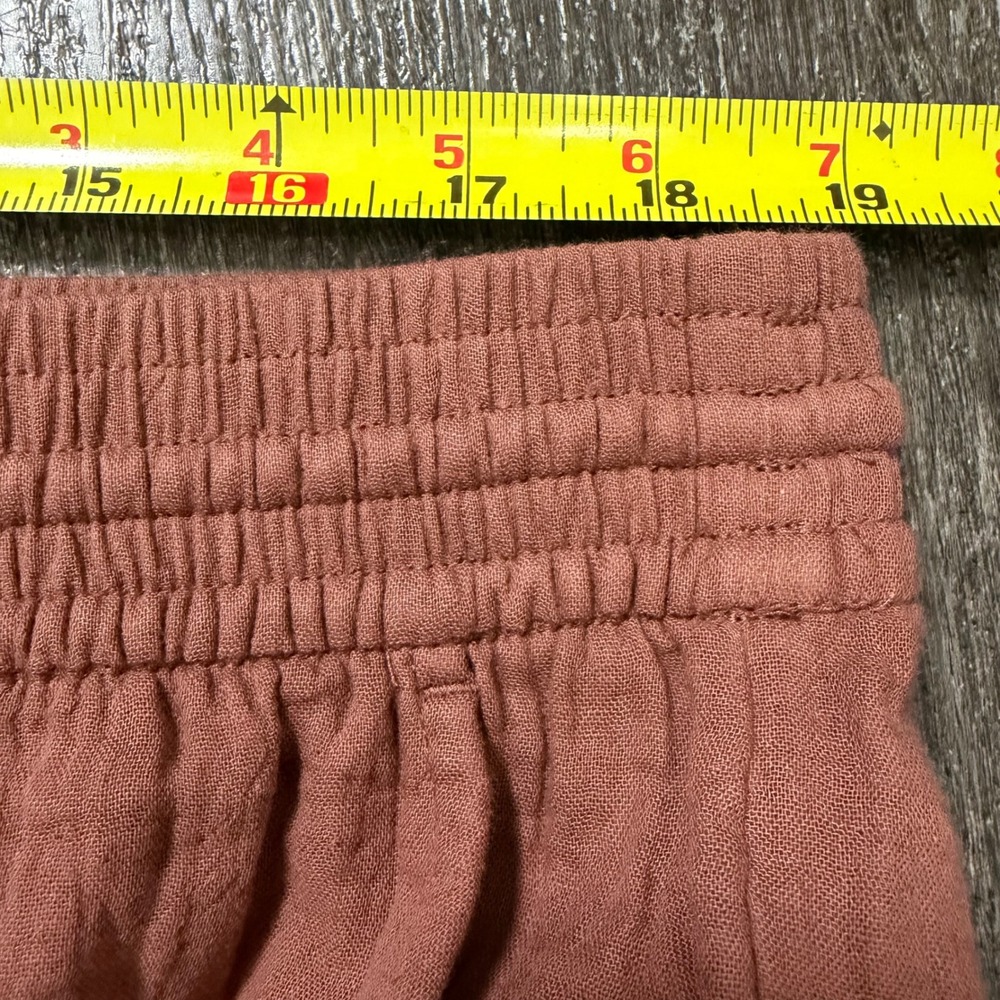 UpWest Wide Leg Pants Women S Terracotta Organic Cotton Gauze Smocked Waist - Picture 4 of 7